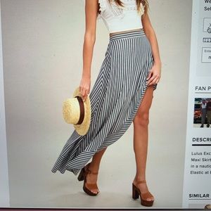 NWT Lulus King Harbor Striped Maxi Skirt Women Small Summer Beach Nautical